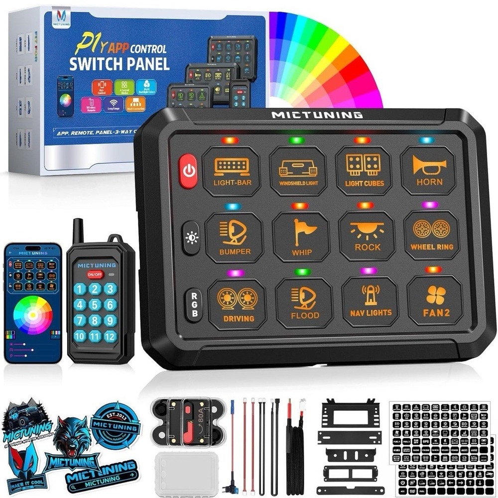 P1Y 12 Gang Switch Panel, Remote and APP Control Up to 230FT NEW